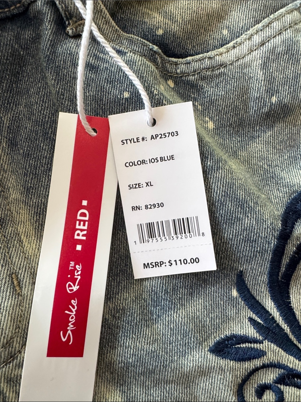 Smoke RIse RED Embroidered Acid-Wash Curvy Cargo Jeans in Blue NWT  Sz XL - Picture 14 of 14